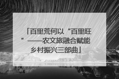 百里荒何以“百里旺”——农文旅融合赋能乡村振兴三部曲