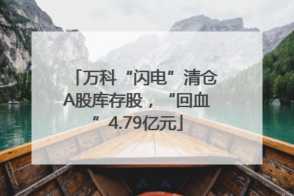 万科“闪电”清仓A股库存股，“回血”4.79亿元