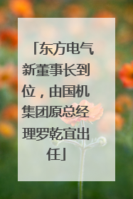 东方电气新董事长到位，由国机集团原总经理罗乾宜出任