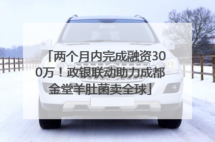 两个月内完成融资300万！政银联动助力成都金堂羊肚菌卖全球