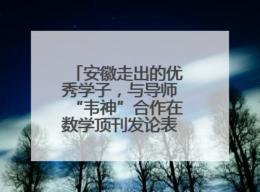 安徽走出的优秀学子，与导师“韦神”合作在数学顶刊发论表重要科研成果