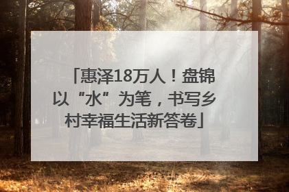 惠泽18万人！盘锦以“水”为笔，书写乡村幸福生活新答卷