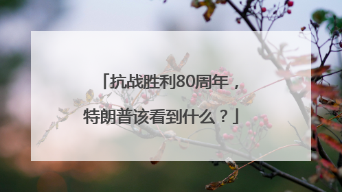 抗战胜利80周年，特朗普该看到什么？