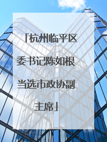 杭州临平区委书记陈如根当选市政协副主席