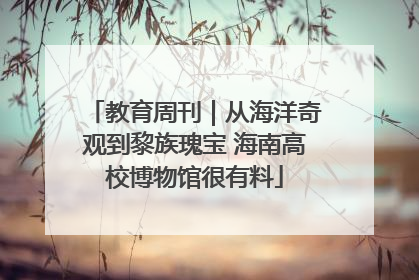 教育周刊｜从海洋奇观到黎族瑰宝 海南高校博物馆很有料