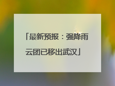 最新预报：强降雨云团已移出武汉