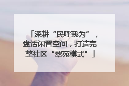 深耕“民呼我为”，盘活闲置空间，打造完整社区“翠苑模式”