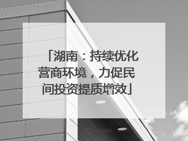 湖南：持续优化营商环境，力促民间投资提质增效