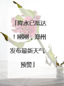 降水已抵达！刚刚，郑州发布最新天气预警