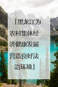 黑龙江为农村集体经济健康发展营造良好法治环境